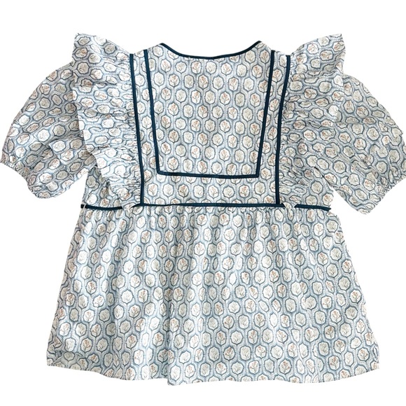 Hyacinth House Rosaleigh Blue Trellis Floral Blouse Tuckernuck Size S - Picture 12 of 14